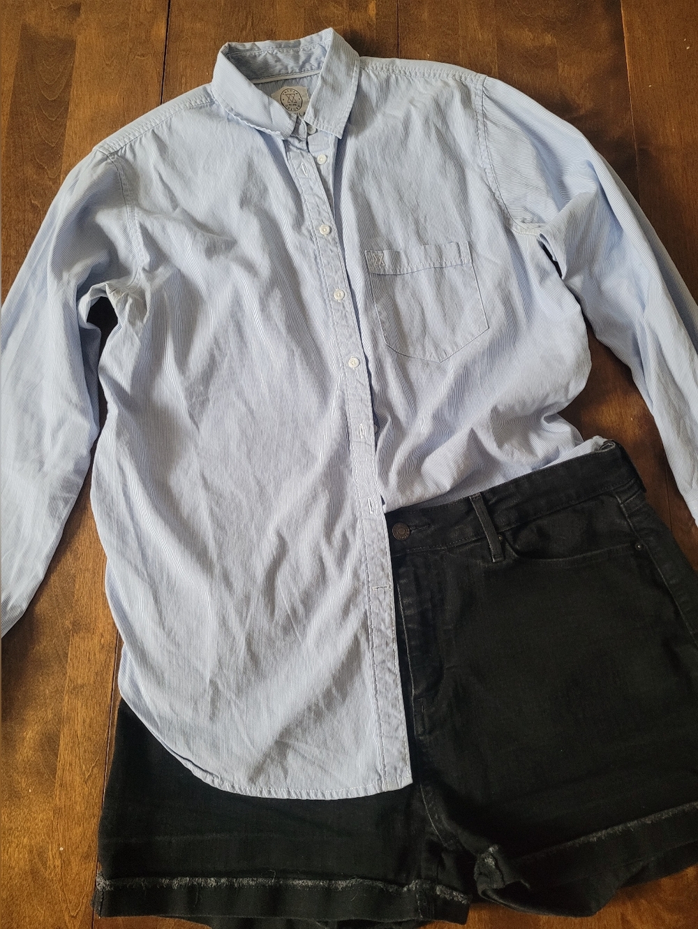 Artizia Talula Boyfriend Fit Light Blue Striped Cotton Button Down Oversized
